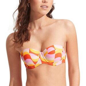 Seafolly Underwire Bustier Bralette Bikini Top Swimsuit Modern Take Mandarin NWT